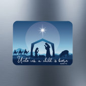 宗教的なクリスマス出生シーンブルー マグネット