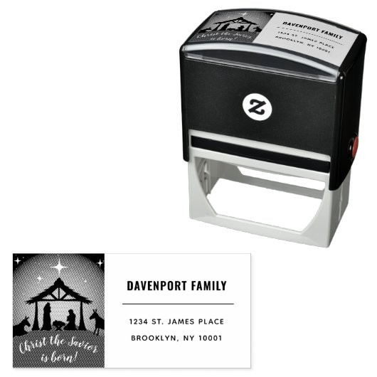 宗教的なクリスマス出生シーン差出人住所 セルフインキングスタンプ (インサイチュ)