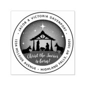 宗教的なクリスマス出生シーン差出人住所 セルフインキングスタンプ (デザイン)