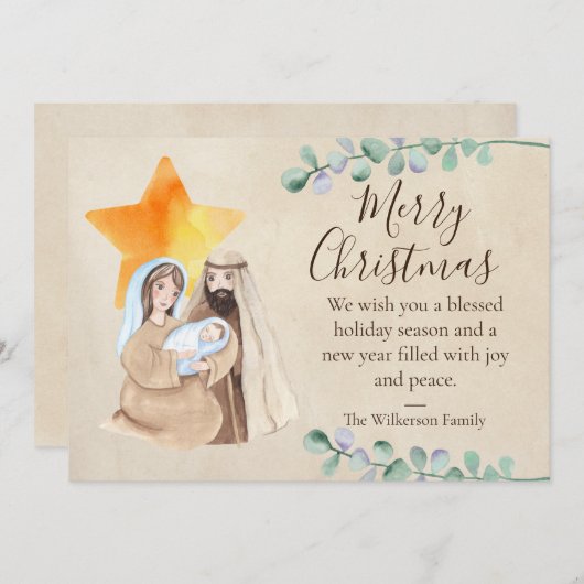 宗教的なクリスマス出生シーン シーズンカード (正面/裏面)