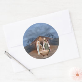 宗教的なクリスマス出生シーン ラウンドシール