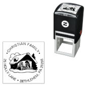 宗教的なクリスマス出生ファミリー差出人住所 セルフインキングスタンプ (インサイチュ)