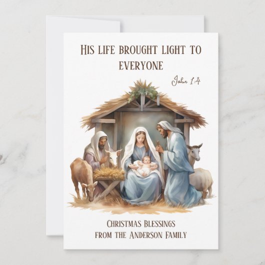 宗教的なクリスマス出生ホリーファミリー シーズンカード (正面)