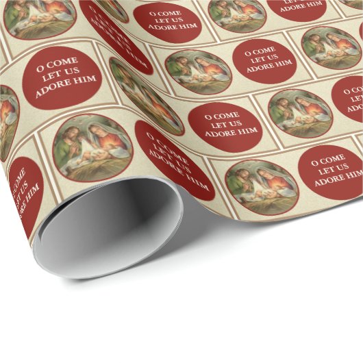 宗教的なクリスマス出生ヴィンテージ ラッピングペーパー (ロールコーナー)
