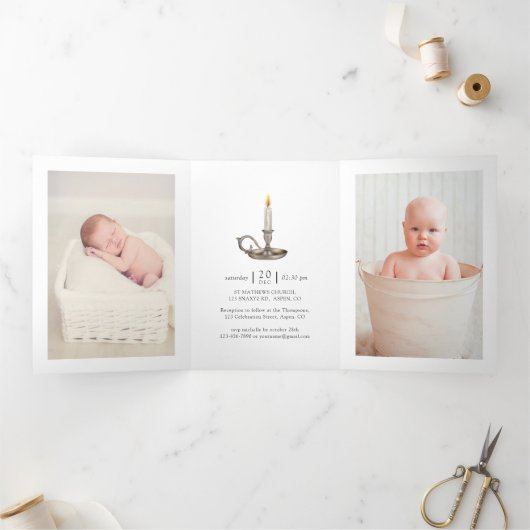 宗教的なクリスマス出生誕生イエズス写真 三つ折りカード (内部)