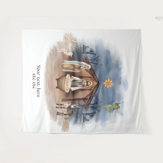 宗教的なクリスマス出生誕生イエズバプテスマ タペストリー (正面(横))