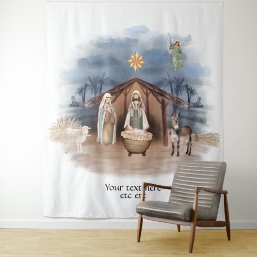 宗教的なクリスマス出生誕生イエズバプテスマ タペストリー (インサイチュ)
