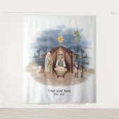 宗教的なクリスマス出生誕生イエズバプテスマ タペストリー (正面)