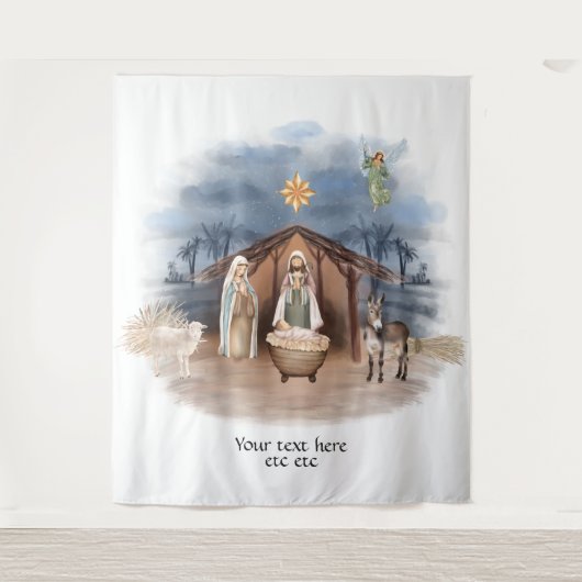 宗教的なクリスマス出生誕生イエズバプテスマ タペストリー (正面)