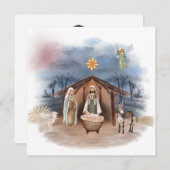 宗教的なクリスマス出生誕生イエズバプテスマ 招待状 (正面/裏面)