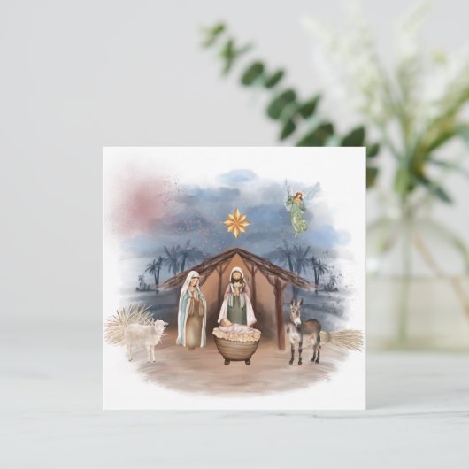 宗教的なクリスマス出生誕生イエズバプテスマ 招待状 (スタンド正面)