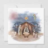 宗教的なクリスマス出生誕生イエズバプテスマ 招待状 (正面)