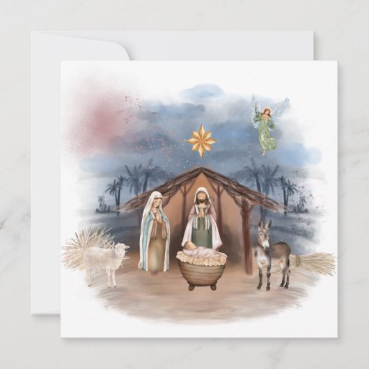 宗教的なクリスマス出生誕生イエズバプテスマ 招待状 (正面)