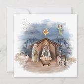 宗教的なクリスマス出生誕生イエズバプテスマI 招待状 (正面)