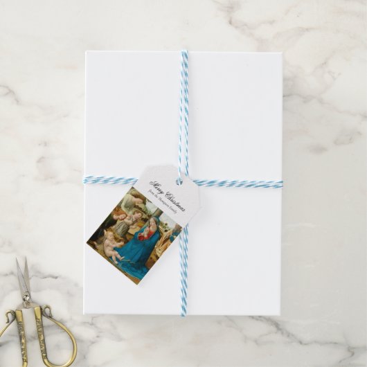 宗教的なクリスマス出生賛美クリスチャン ギフトタグ (より糸付き)