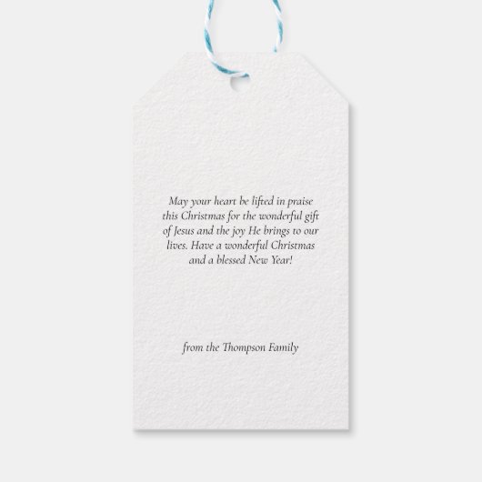 宗教的なクリスマス出生賛美クリスチャン ギフトタグ (裏面)