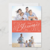 宗教的なクリスマス恵みの手レタリング赤 シーズンカード (正面)