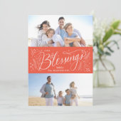 宗教的なクリスマス恵みの手レタリング赤 シーズンカード (スタンド正面)