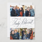 宗教的なクリスマス4枚の写真エレガント海軍 シーズンカード (正面)