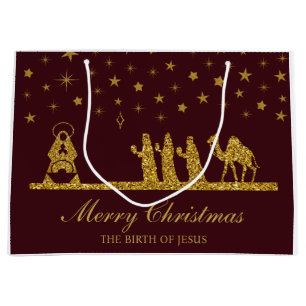 宗教的なクリスマス、イエスの誕生、三賢王 ラージペーパーバッグ