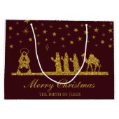 宗教的なクリスマス、イエスの誕生、三賢王 ラージペーパーバッグ (裏面)