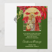 宗教的なクリスマス 聖母マリアと幼児イエス ポインセチア シーズンカード (正面/裏面)