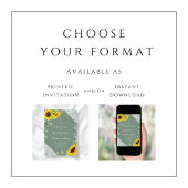 宗教的なクロスセージ緑のレースひまわり結婚の花 招待状