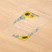 宗教的なクロスセージ緑のレースひまわり アクリル招待状 (レイダウン)