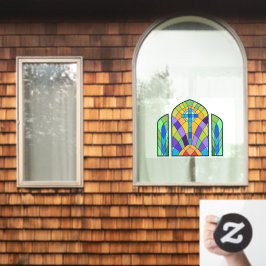 宗教的なクロスフェイクステンドグラス装飾品 ウィンドウサイン