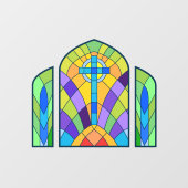 宗教的なクロスフェイクステンドグラス装飾品 ウィンドウサイン (シート)