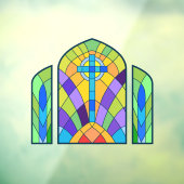 宗教的なクロスフェイクステンドグラス装飾品 ウィンドウサイン (シート3)