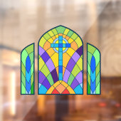 宗教的なクロスフェイクステンドグラス装飾品 ウィンドウサイン (シート2)