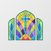 宗教的なクロスフェイクステンドグラス装飾品 ウィンドウサイン (シート)