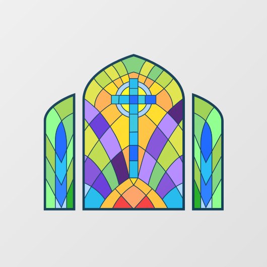 宗教的なクロスフェイクステンドグラス装飾品 ウィンドウサイン (シート)