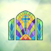 宗教的なクロスフェイクステンドグラス装飾品 ウィンドウサイン (シート3)