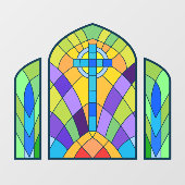 宗教的なクロスフェイクステンドグラス装飾品 ウィンドウサイン (シート)