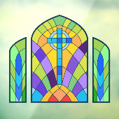 宗教的なクロスフェイクステンドグラス装飾品 ウィンドウサイン (シート3)