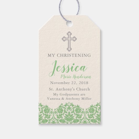 宗教的なグリーンラベル ギフトタグ (正面)