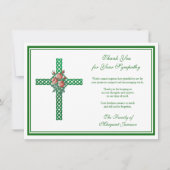 宗教的なケルトの結び付きクロスバラ哀悼 サンキューカード (正面)