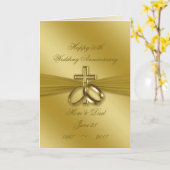 宗教的なゴールドの50周年結婚記念日カード カード (黄色い花)