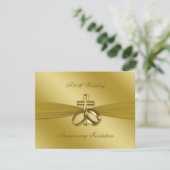 宗教的なゴールドの50周年結婚記念日招待状 招待状 (スタンド正面)