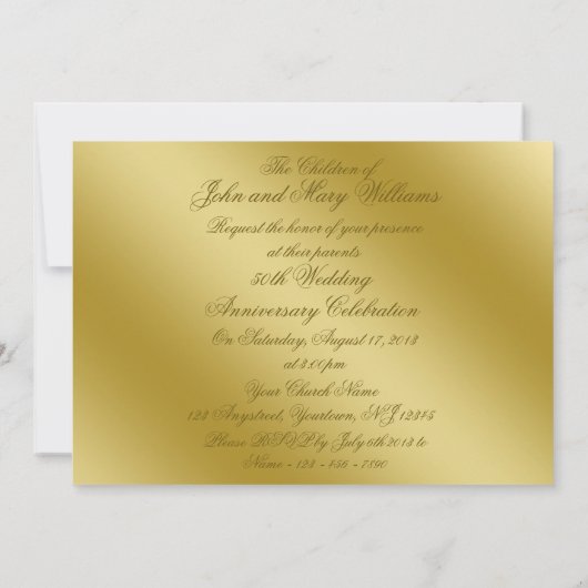 宗教的なゴールドの50周年結婚記念日招待状 招待状 (裏面)