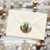 宗教的なステンドグラスのホリデーファミリー ラウンドシール