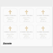 宗教的なセージ緑のウッドクロス《キリスト教》洗礼式や命名式 スクエアシール (シート)