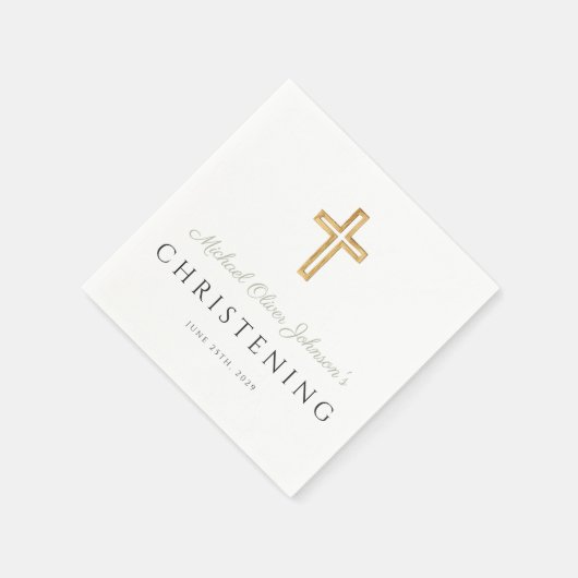 宗教的なセージ緑のウッドクロス《キリスト教》洗礼式や命名式 スタンダードカクテルナプキン (角)