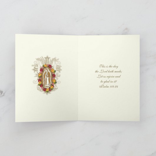 宗教的なバラの聖母マリア・グアダルペ Virgen de Guadalupe スペインのカード カード (内部)
