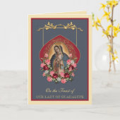 宗教的なバージン メアリー グアダルペ スペインのお祭り カード (黄色い花)