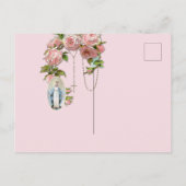 宗教的なピンクローズロザリオヴァージンメアリーヴィンテージ ポストカード (裏面)