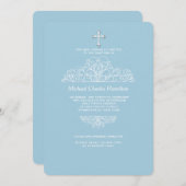 宗教的なフィリグリーブルー招待状 招待状 (正面/裏面)