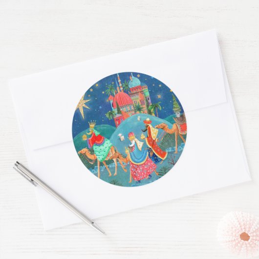 宗教的なブルースリーキングスクリスマスホリデー ラウンドシール (封筒)